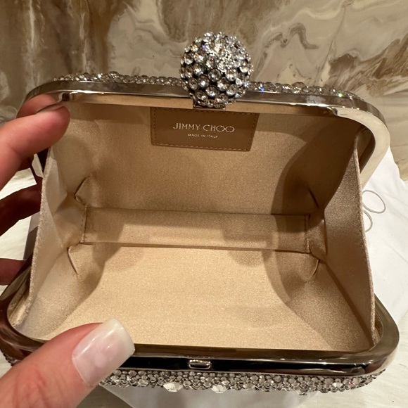$3k Jimmy Choo Silver Crystal Embellished Cloud Hox Clutch Bag - Picture 5 of 11